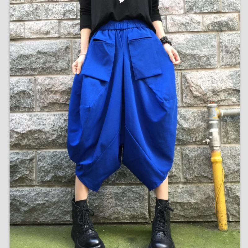 Women's Personalized Pocket Lantern Calf-length Shorts Summer Street Short Trousers Young Girl Casual Bottom Female Loose Pants