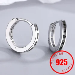 Stamp 925 Sterling Silver New Woman Fashion Jewelry High Quality Black Cubic Zirconia Charm Earrings