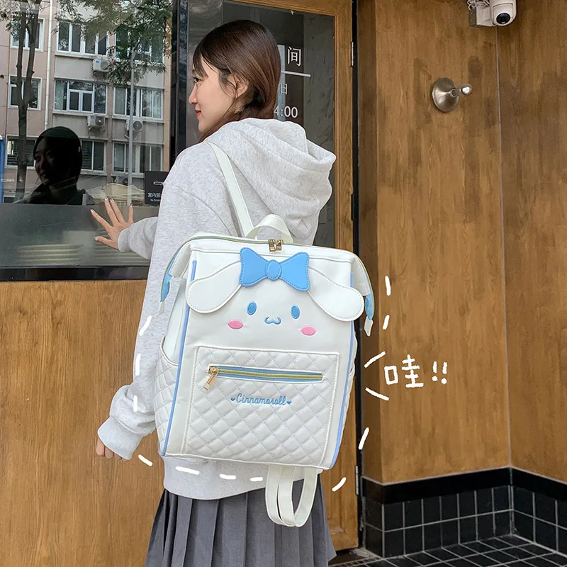 

Дорожная сумка Hello Kitty с бантом, рюкзак Cinnamoroll, милый мультяшный рюкзак большой вместимости для отдыха, рюкзак для девочек, сумки-ромбы для женщин