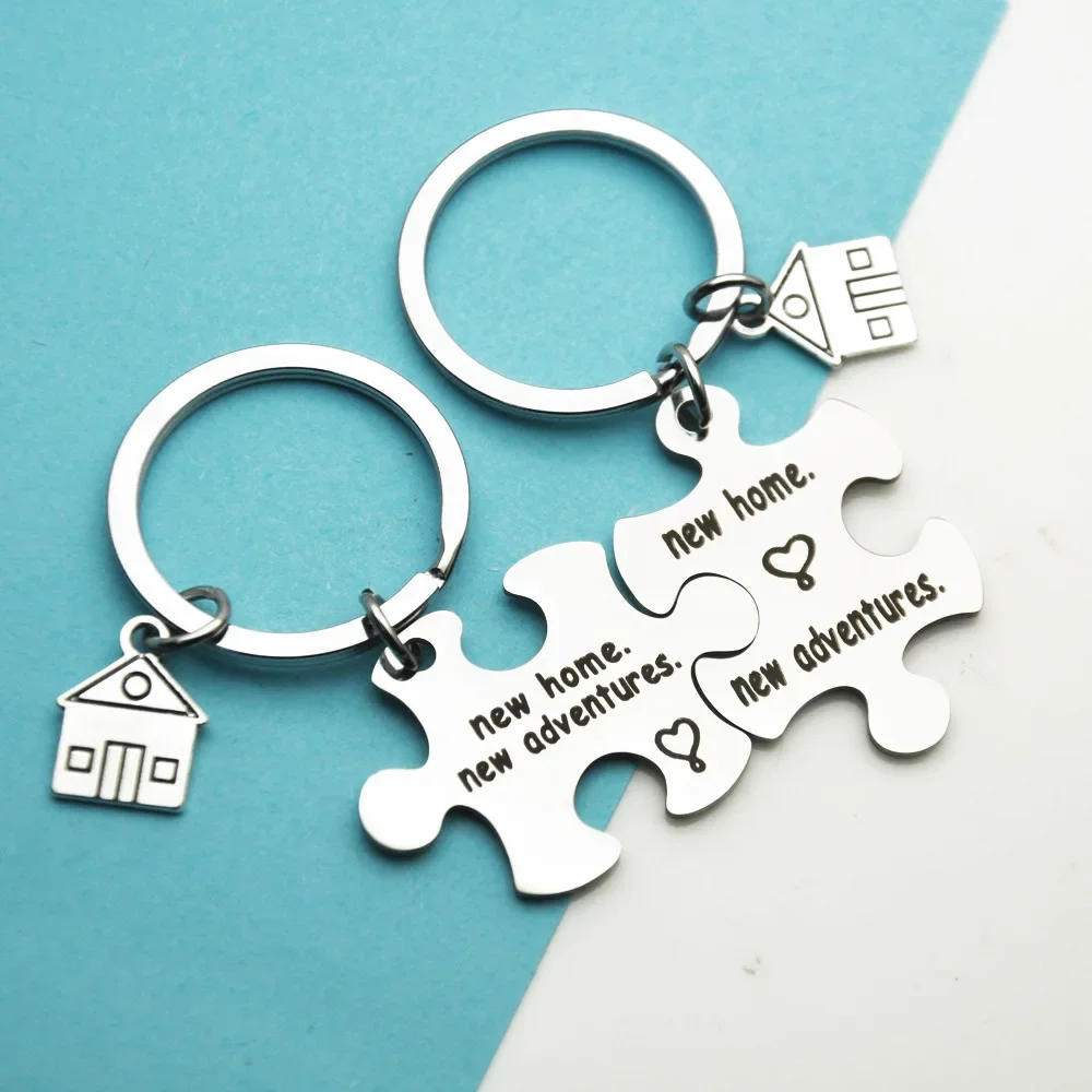 2022 Stainless Steel 2Pcs Our First Home Keychain New Home New Adventure Keychain Housewarming Gift