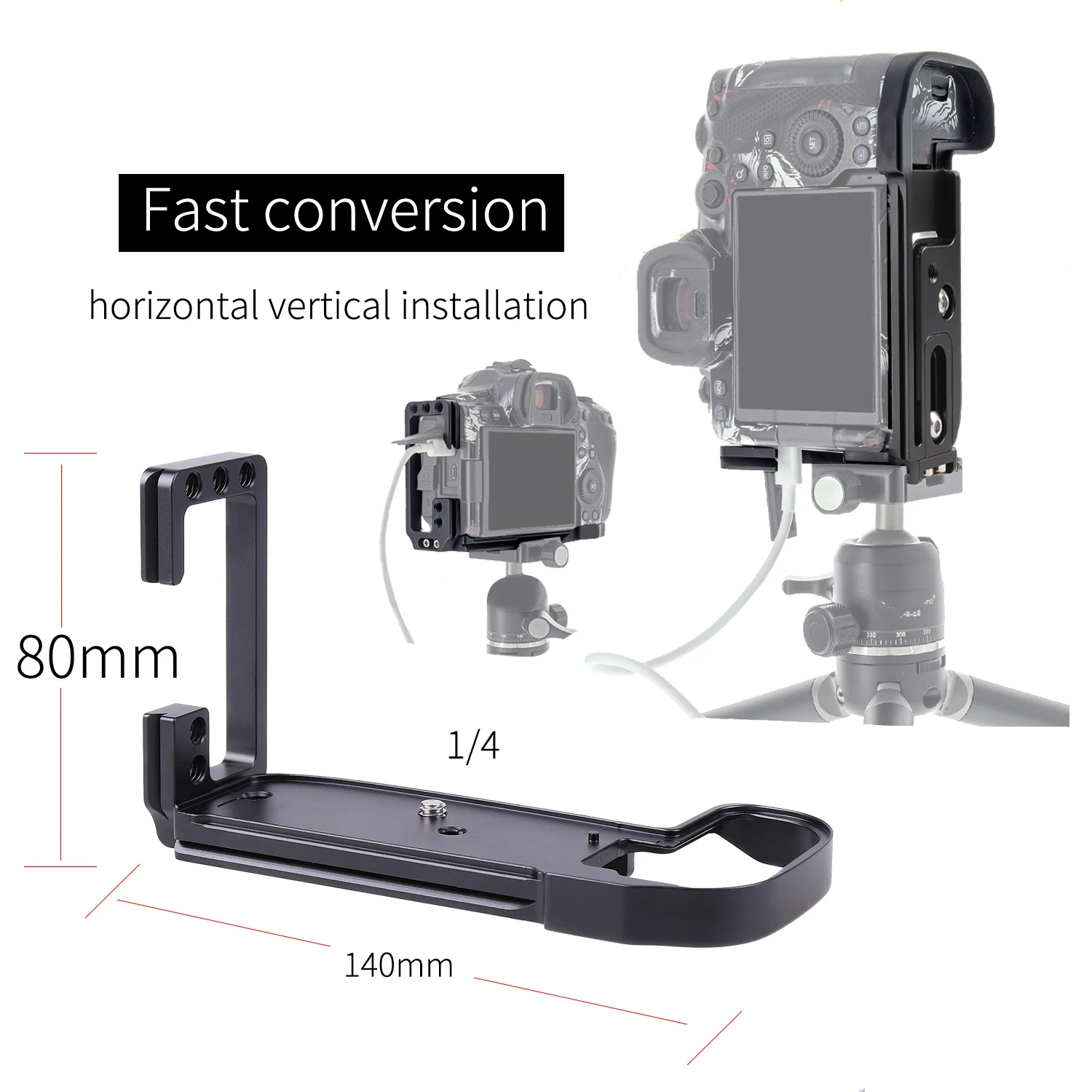 FOTGA Camera QR Plate Hand Grip Quick Release Plate Vertical Bracket for Canon EOS R6/R5/R5C Compatible with Arca-Swiss Standard