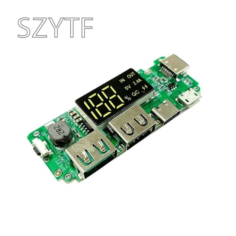 Lithium Battery Charger Board LED Dual USB 5V 2.4A Micro or Type-C USB Mobile Power Bank 18650 Charging Module