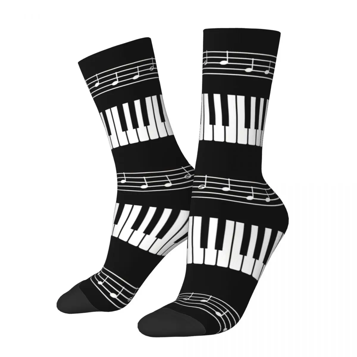 

Funny Men's Socks Piano Organ Keyboard Vintage Harajuku Music Notes Hip Hop Seamless Crew Crazy Sock Gift Pattern Printed