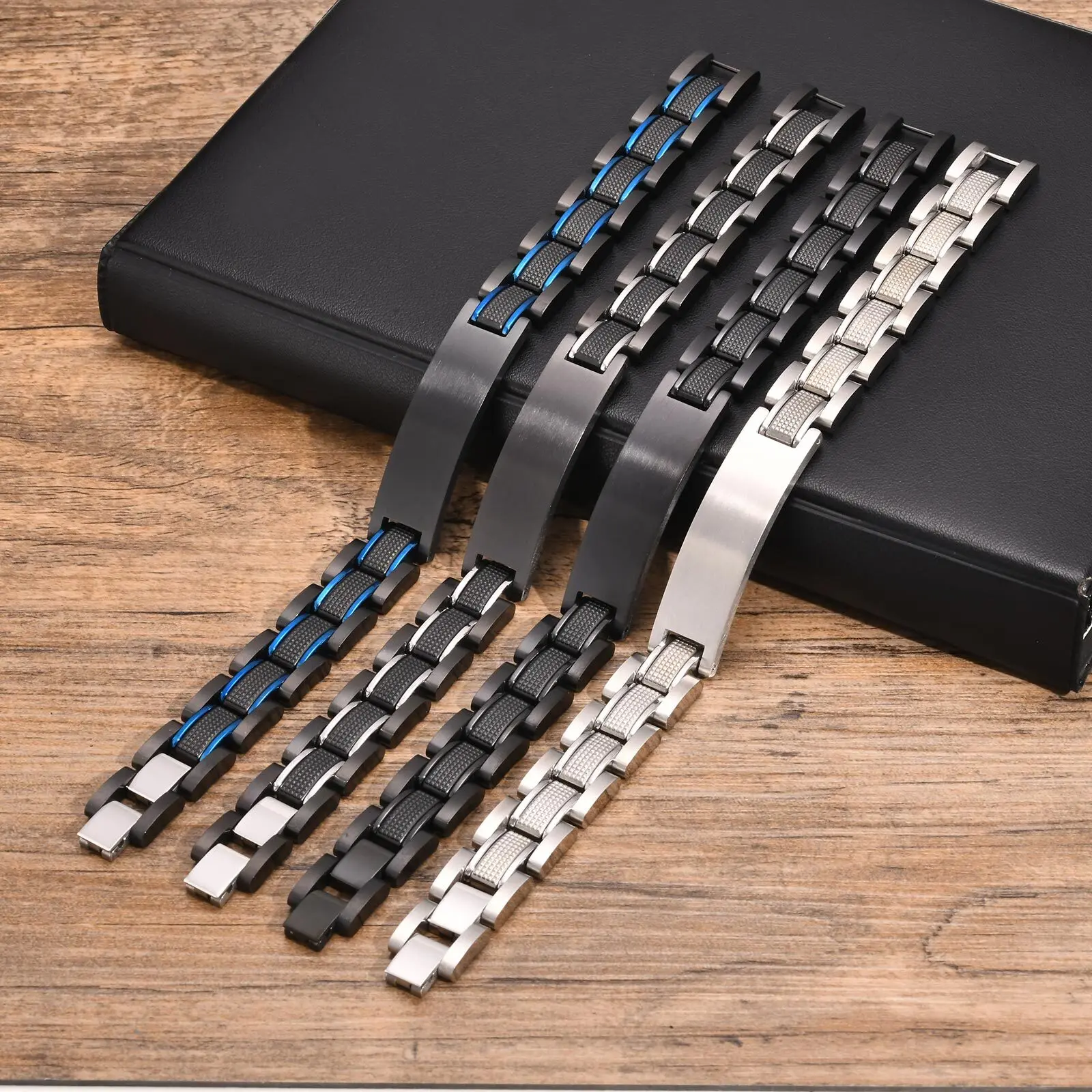 Customized Watch Band Bracelet for Men,Personalized Stainless Steel Chunky Bracelet,Luxury DAD Husband Boyfriend Gift