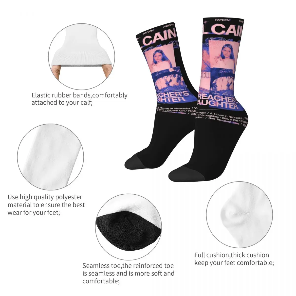 Fashion Women Men Ethel Cain The Studio Album Preacher's Daughter Theme Socks Merch Skateboard Socks Cotton Best Gifts