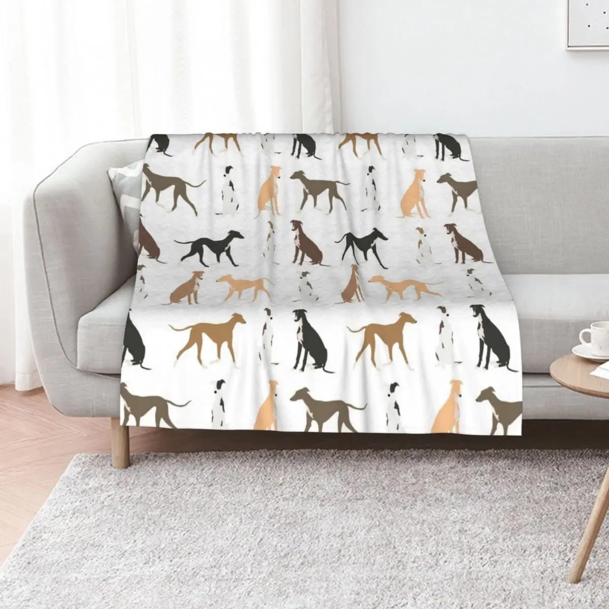 Stamped greyhound Throw Blanket Bed Fashionable Plaid Flannel Flannel Fabric Decorative Sofa blankets ands Blankets