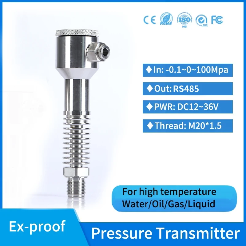 High Temperature Industry Water Pipe Explosion Proof Pressure Sensor RS485 Oil Fuel Tank 350bar Hydraulic Pressure Transmitter