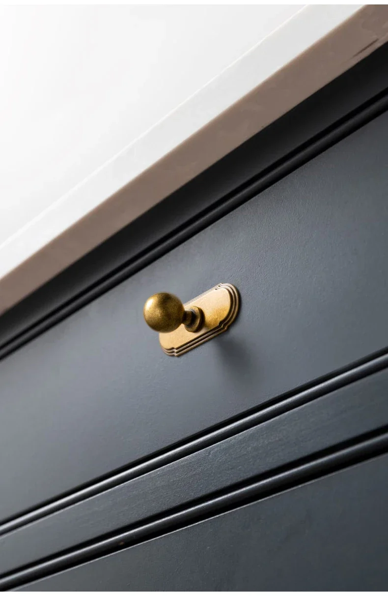 Antique Brass Cabinet Knobs with Backplate Retro Furniture Pulls and Knobs Cabinet Hardware Mid-century Zinc Alloy Kitchen Knobs