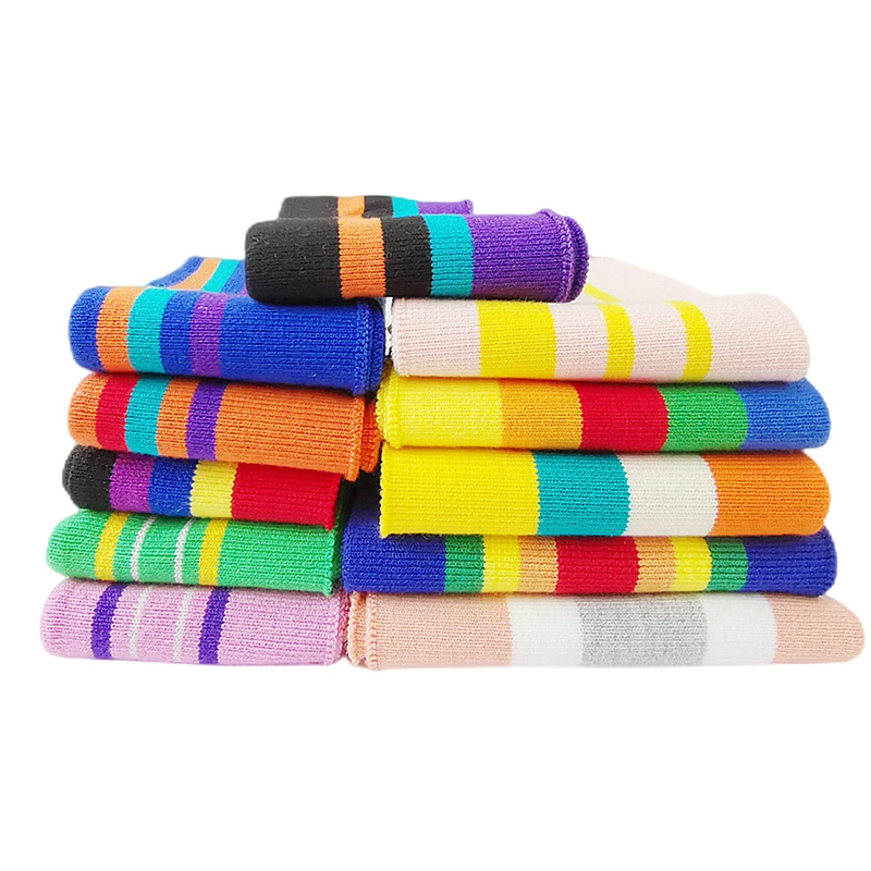 JIETAI-Colorful Mercerized Cotton Fabric, Knitted Strip Rib, Soft Material, DIY Cloth Accessory, Rainbow Sewing Collar Hem Soft