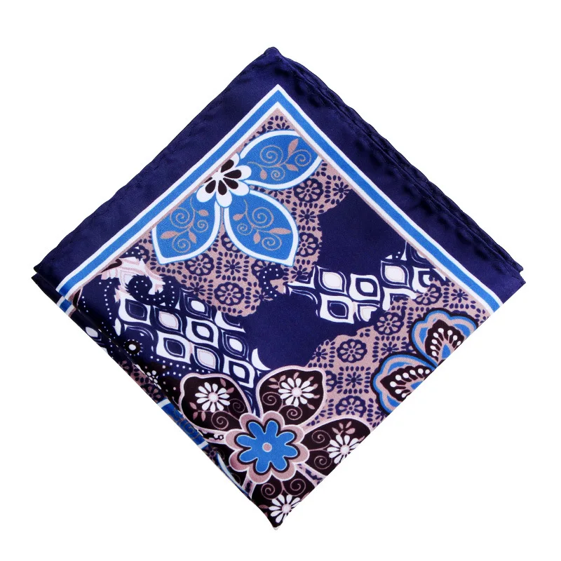 Men's Handkerchief for Paisley Artificial Silk Scarf For Man Dot Pocket Towel Square Scarf Chest Towel for Wedding Flower Print