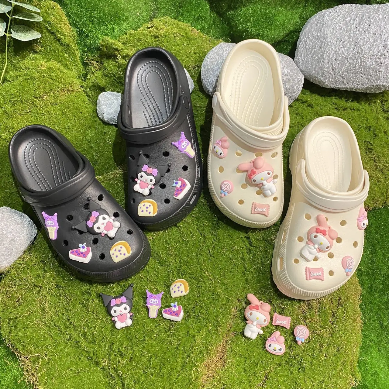 Sanrio Kuromi Cinnamoroll Cartoon Shoe Cute Novelty DIY Crocs Charm Sneakers Accessories Souvenir Decoration Kid Party Gifts