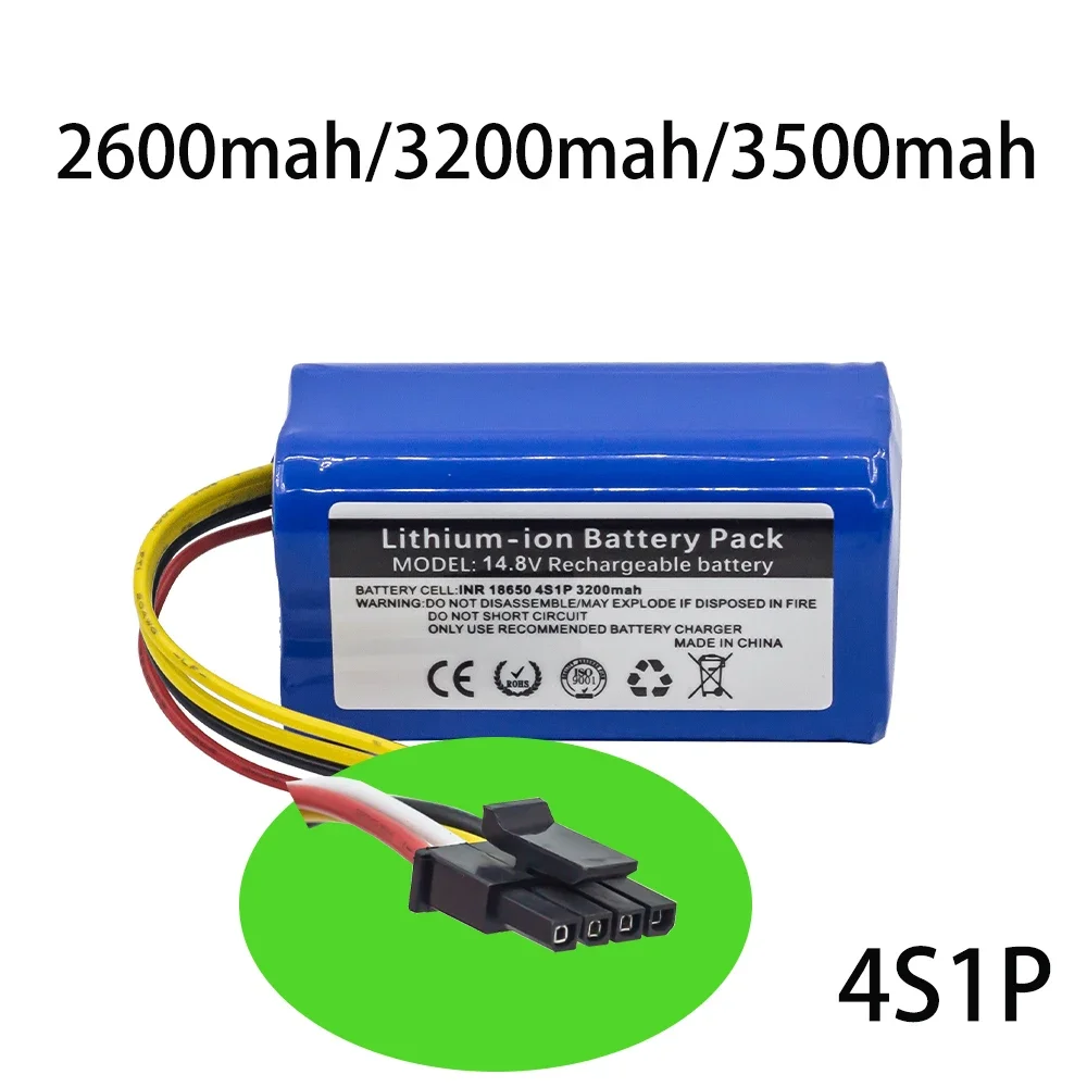 Cecotec-掃除機ロボット用リチウムイオン電池,14.4v,2600mah,3200mah,18650 mah,1290, 1390, 1490, 1590,