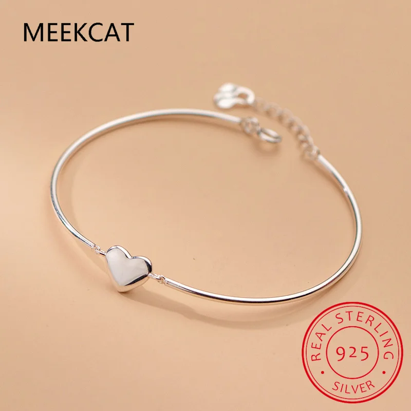 Luxury 925 Sterling Silver Fashion Romantic Heart Bend Bracelet For Women Wedding Valentine's Day Fine Jewelry DA2319