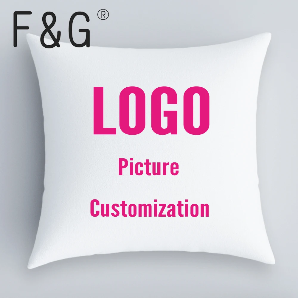 

Picture Logo Customization Soft Short Plush Velvet Decorative Pillow Case Bar Hotel Home Custom Cushion Cover 45x45CM