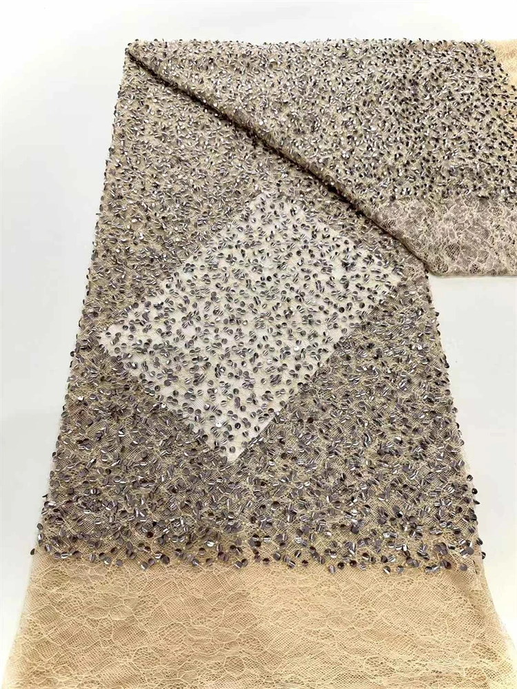   الأفريقي مطرز أقمشة الدانتيل النيجيري الترتر العريس أقمشة الدانتيل فستان حفلات الزفاف الخياطة جودة عالية 5 ياردة 2025