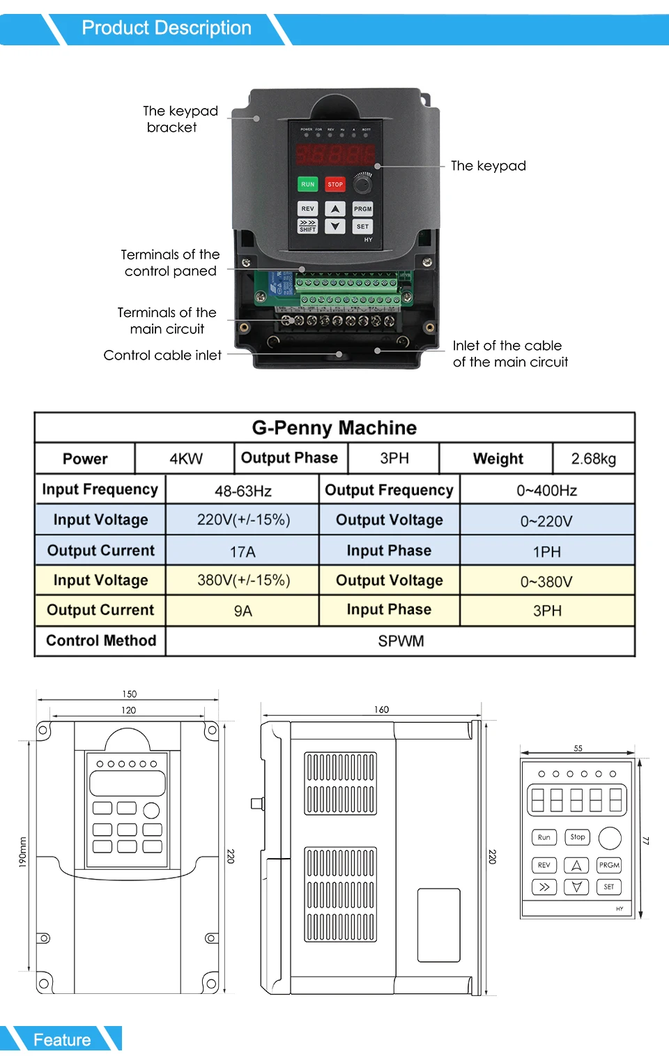 G‑PENNY 3,2 kW ER20 wassergekühlter Spindelmotor-Kit 100 mm 4 Lager 0,01 mm HY 220 V 4,0 kW VFD-Halterung Wasserpumpe für CNC-Fräse – Detail 8