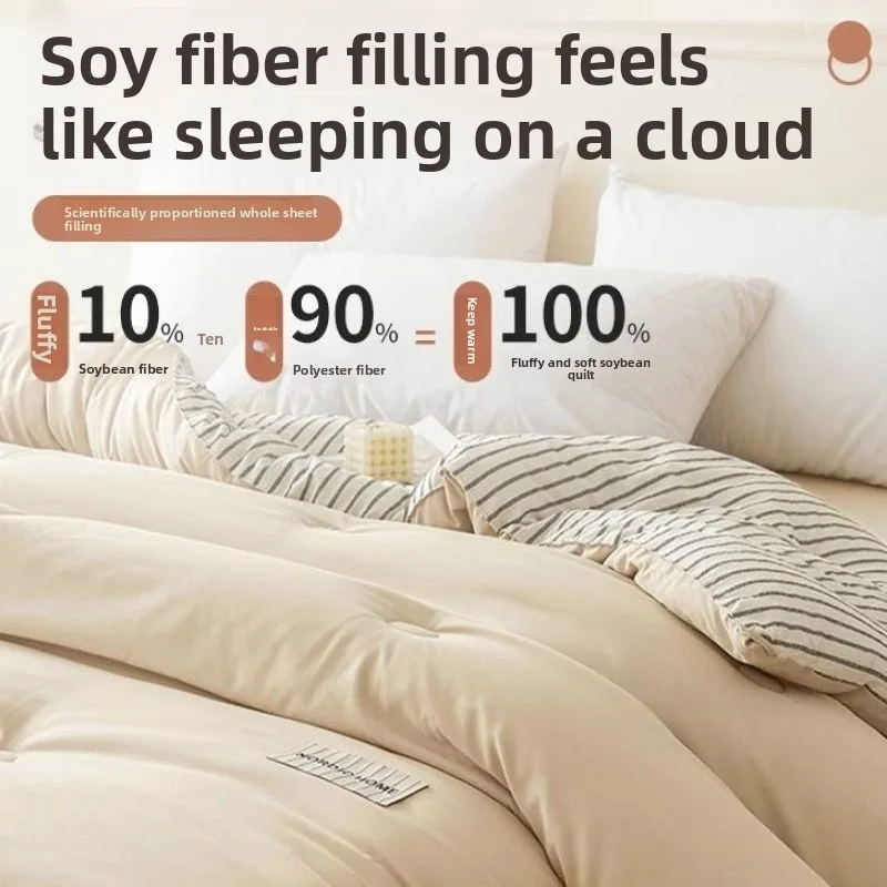 Soy Fiber Dorm Bedding Singles Doubles Four Seasons Winter Quilt Thickened To Keep Warm Winter Thick Quilt Comforter Quilt