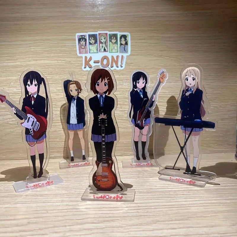 Anime K-ON Hirasawa Yui Akiyama Mio Tainaka Ritsu Kotobuki Tsumugi Nakano Azusa Cosplay Piastra in piedi Figura Stand Ornamento