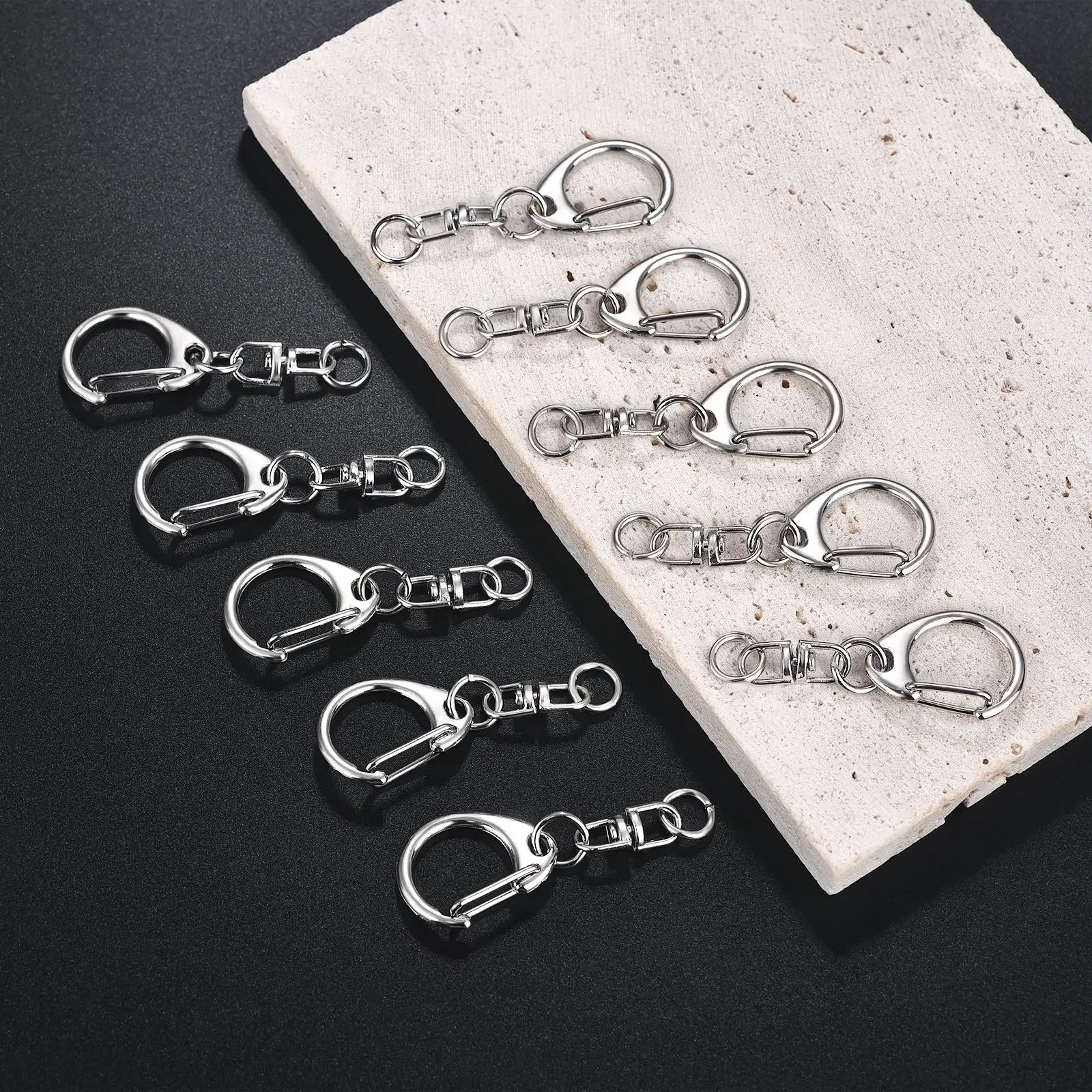 5/10pcs Lobster Clasp Key Ring Keychain C Shape Clasps Connector Hook For DIY Jewelry Making Finding Key Chain Accessories