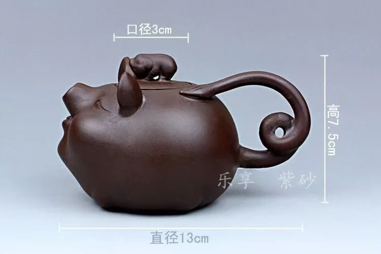 Old Chinese Handicraft Enameled YiXing Zisha (red stoneware) Teapot,Pig  Style,with mark, Free shipping