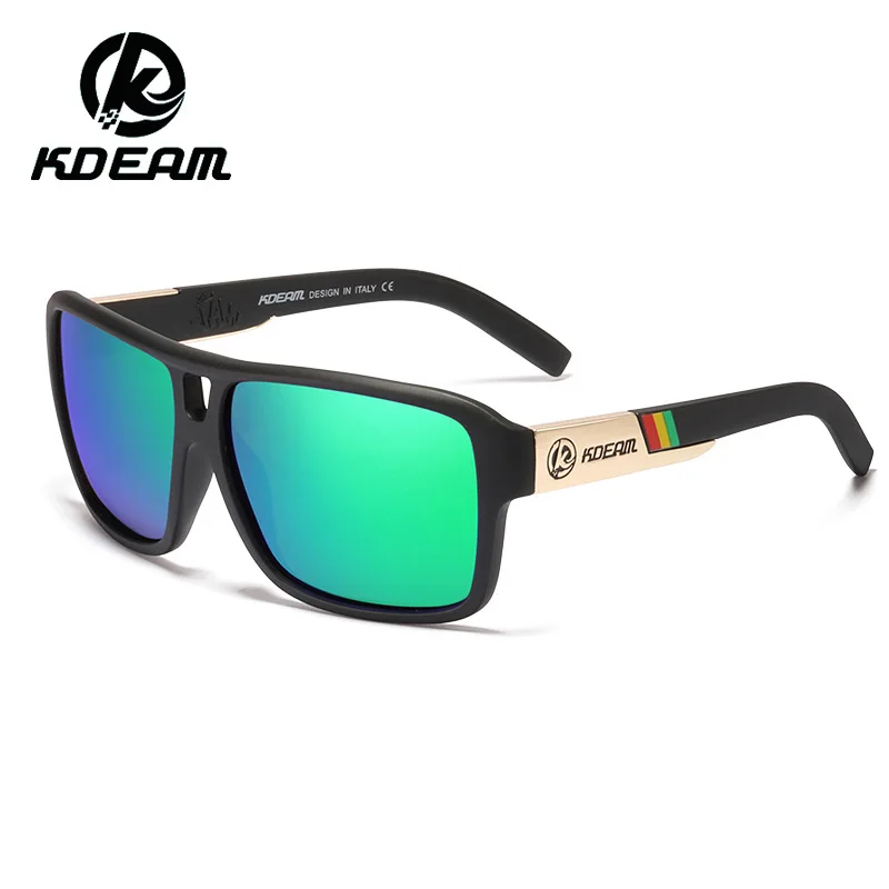 

KDEAM мужские поляризационные солнцезащитные очки квадратные повседневные спортивные солнцезащитные очки на открытом воздухе унисекс очки для водителя и рыбалки популярные красочные очки