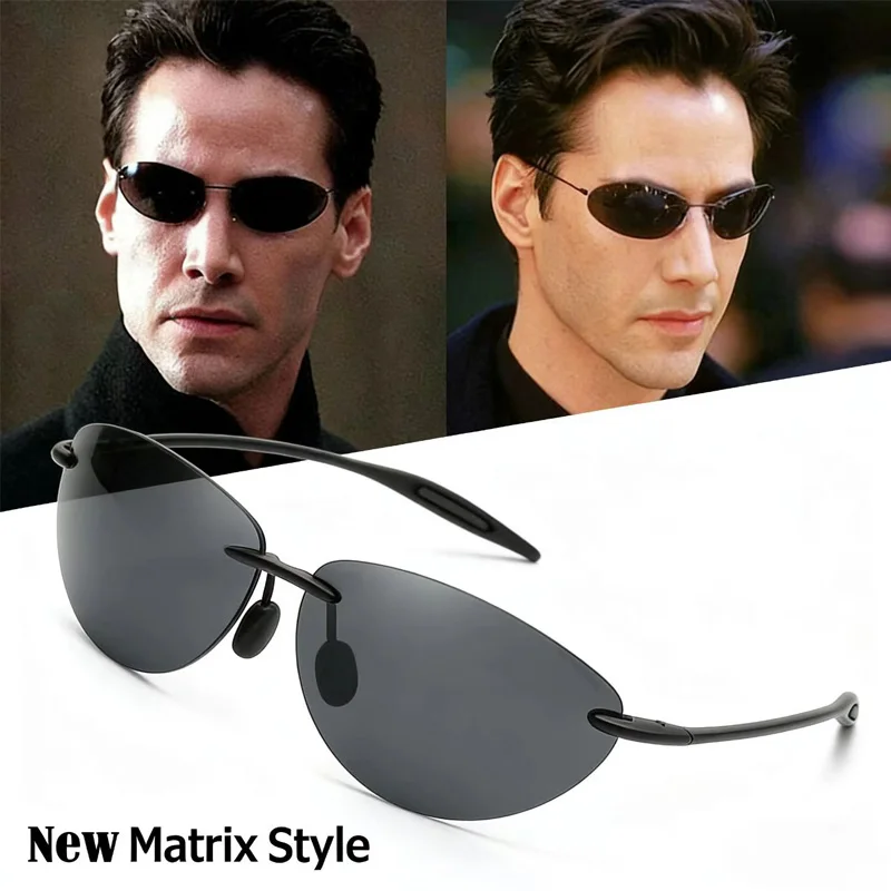 Ultralight Matrix Style Polarized Sunglasses Frameless Driver Driving Sun Glasses Outdoor Fishing Hiking Running Sports Shades