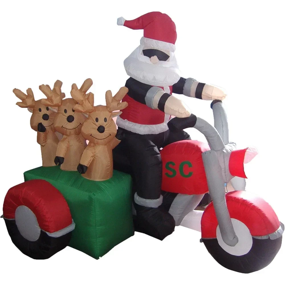 Christmas Inflatable 6 Foot Long Santa Reindeers in A MotorcycleSize Measures (L W  H): 63X41X61  Christmas Inflatable