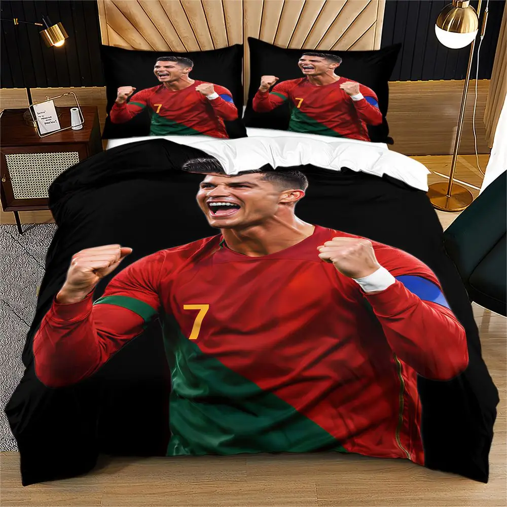 Duvet Cover Set No Filler Microfiber Comic Print Bedding Set with Red Jersey Design for Adult Teen Bedroom Home Decor