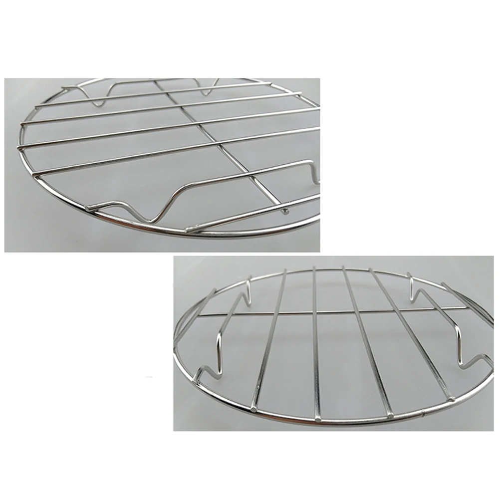 

2 pcs Stainless Steel Meat Net Grilling Rack Round Fish Vegetable Roast Rack Pizza Baking Tool For Bbq Grill 28Cm Dishwasher