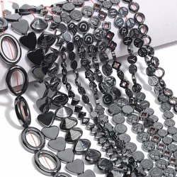 Natural Black Hematite Beads Charms Oval Frame Heart Shell Geometric Shape Beads for Jewelry Making Diy Bracelet Accessories