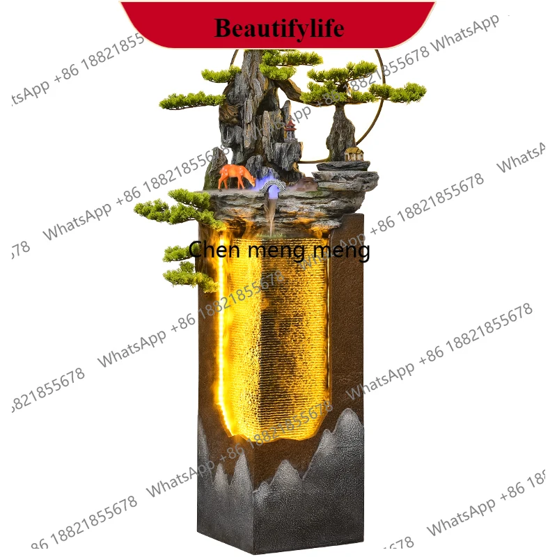 G153 New Chinese rockery circulating water curtain wall floor-to-ceiling water feature entrance corner decoration ornament