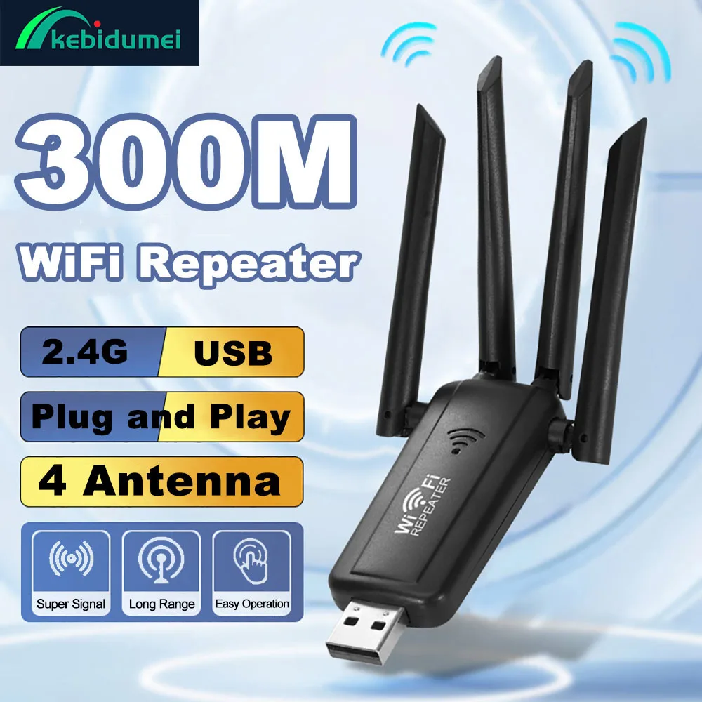 

Kebidumei 300 Мбит/с беспроводной USB Wi-Fi повторитель расширитель усилитель сигнала маршрутизатор Wi-Fi большого радиуса действия расширение домашней сети