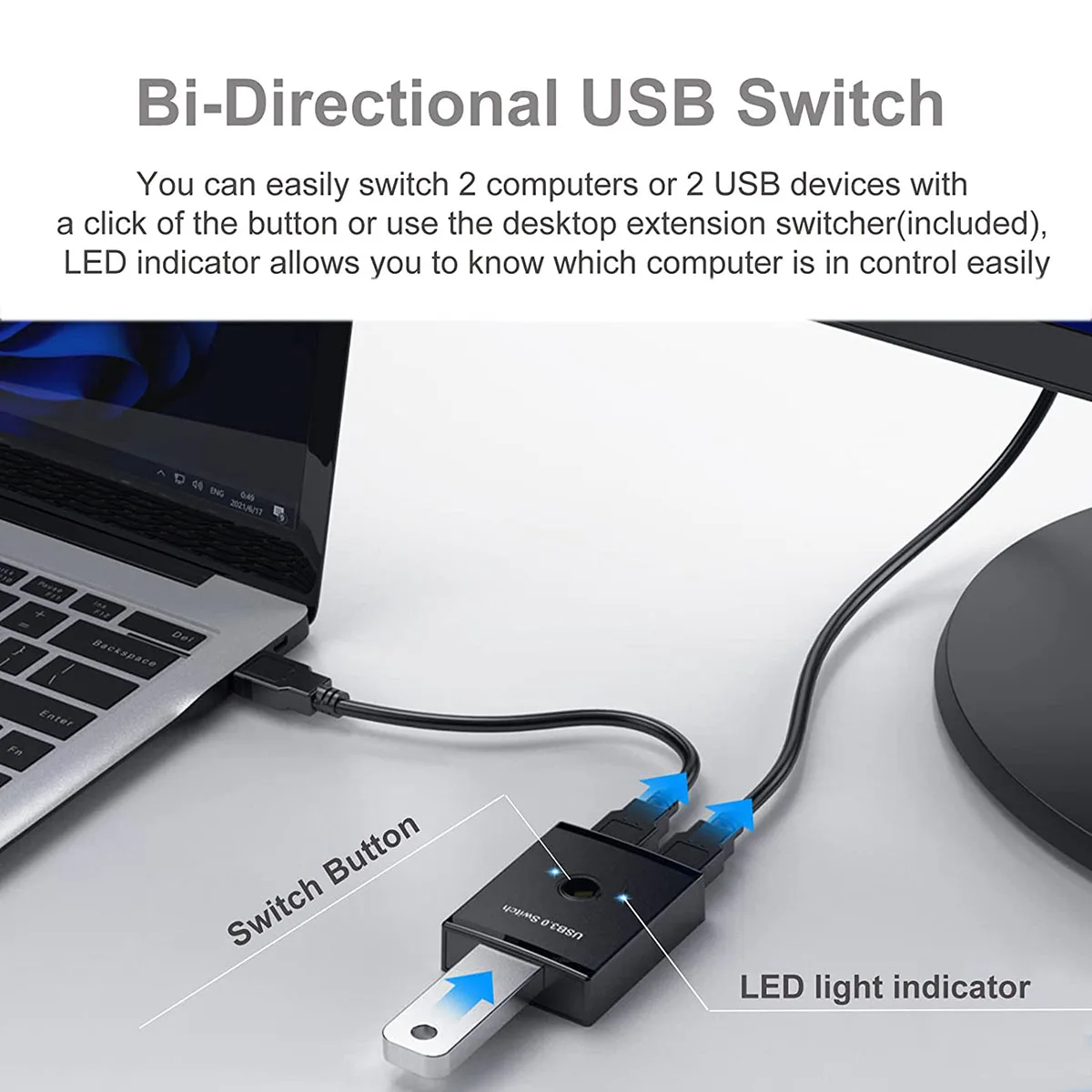 X12A-USB 3.0 Switch Selector, Bi-Directional USB Switch 2 In 1 Out / 1 In 2 Out USB KVM Switcher