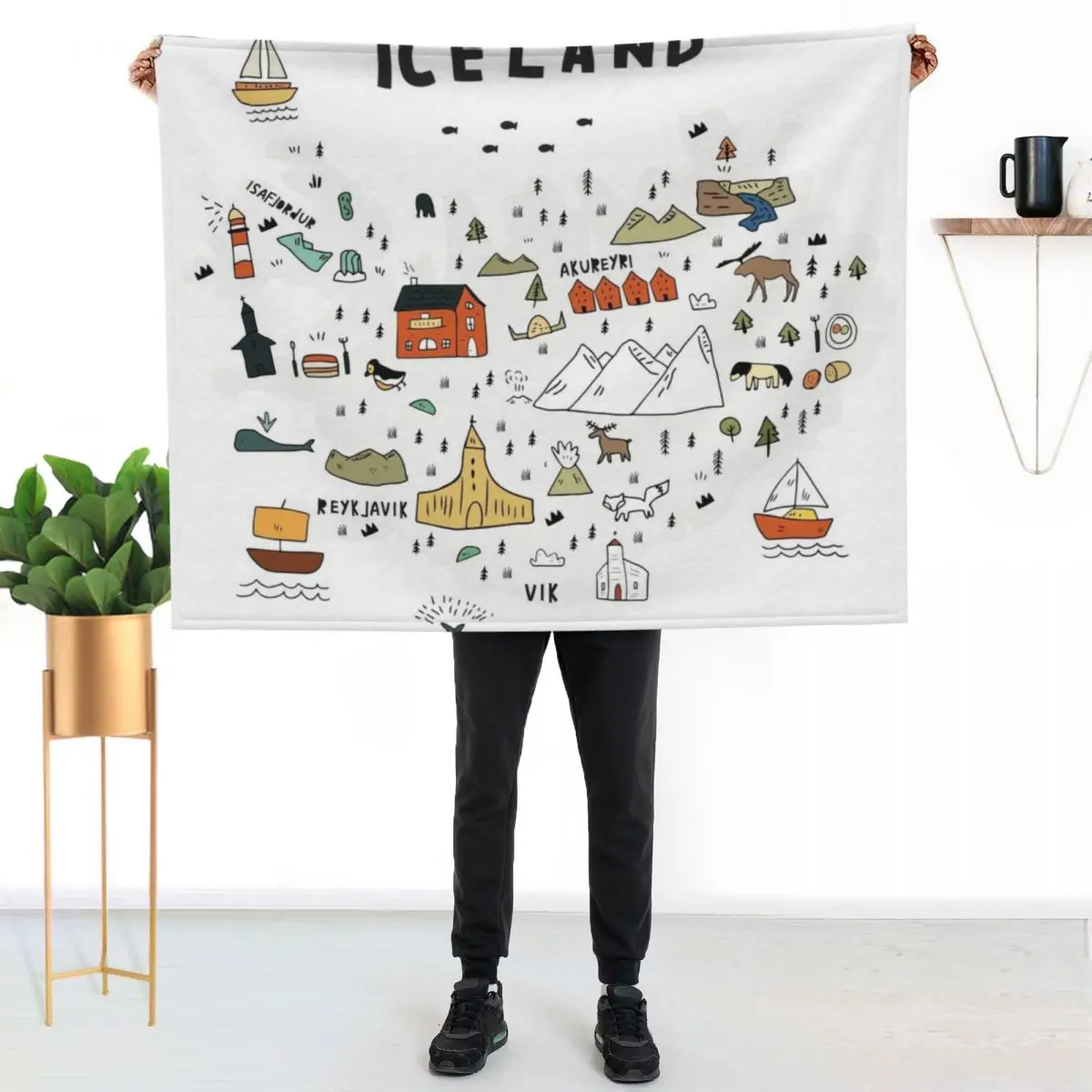 map of Iceland Throw Blanket Sofa Plaid Comforter Softest Blankets For Sofas anime Blankets