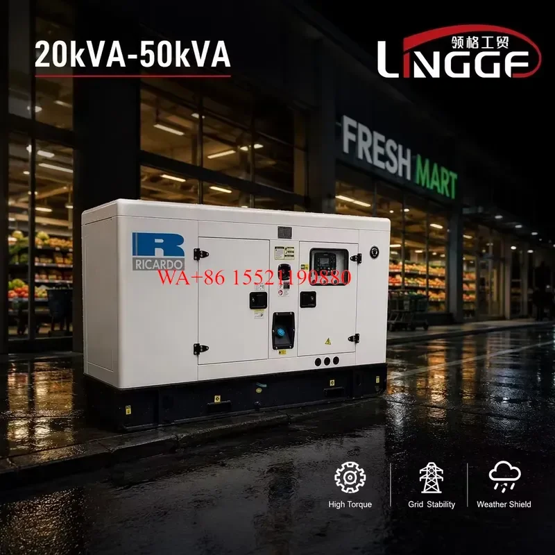WMWMNU 20kVA to 50kVA Silent Diesel Generator with Ricardo Engine 3 Phase Power for Shop