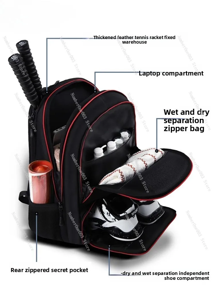 Спортивный рюкзак для мужчин и женщин, разделение сухой и влажной воды, двойная сумка через плечо для бадминтона, теннисная сумка с отделением для обуви