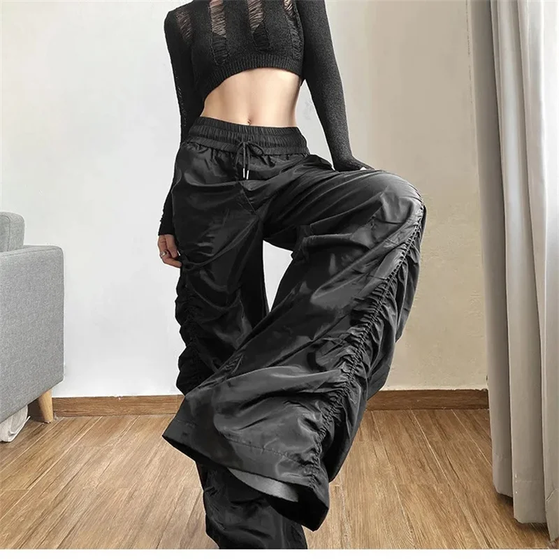 Tendenza moda personalizzata Self-Confidence Avant-Garde Cool All-Match Casual Loose Girl Pantaloni a lanterna a gamba larga a vita alta