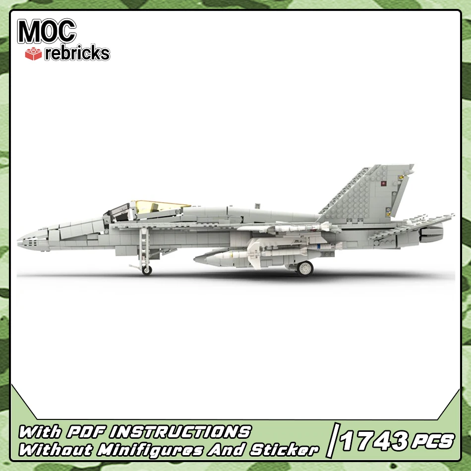 MOC Military Series USAF FA-18C Hornet Fighter Flying Weapons Building Block Model Set DIY Toys for Children's Christmas Gifts