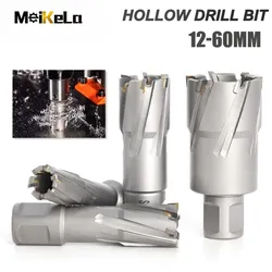 Meikela Diameter 12-60Mm X 35Mm Tct Ringvormige Snijder; Weldon Schacht, 22*35Mm Carbide Legering Kernboor, 60X35Mm Metalen Gatzaag