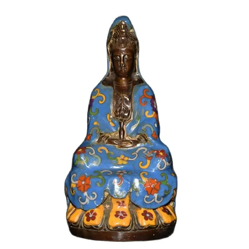 China Old Beijing Secondhand Goods Copper Cloisonne Filigree Avalokitesvara