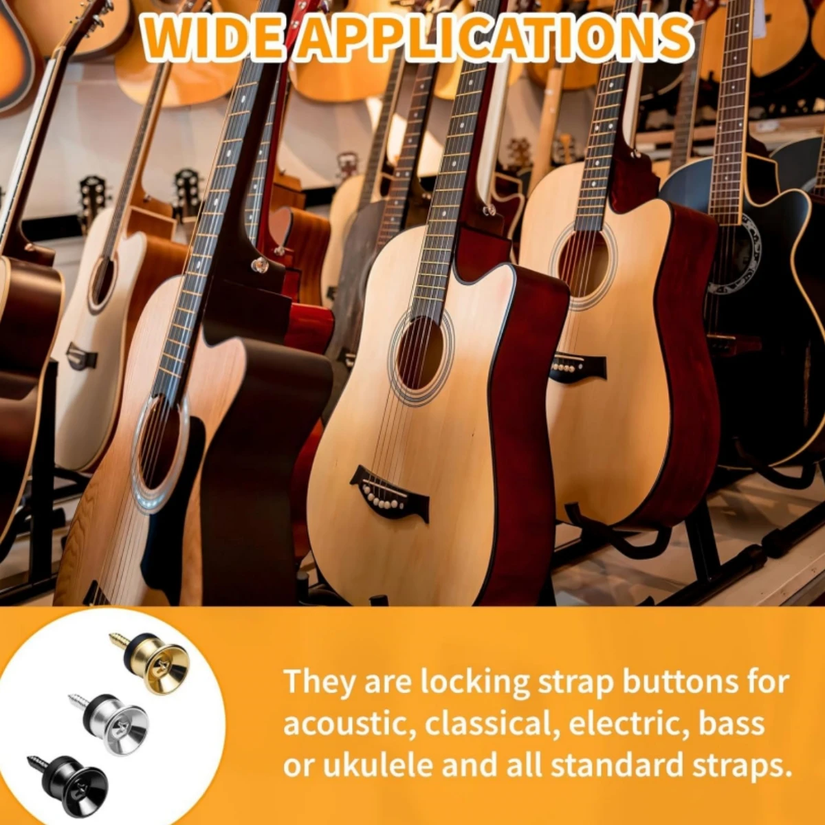 2Pcs Metal Guitar Button Electric Bass Strap Locking Pegs Robust End Ukulele Buckle Lock Pins Guitar Accessories Rich Colors