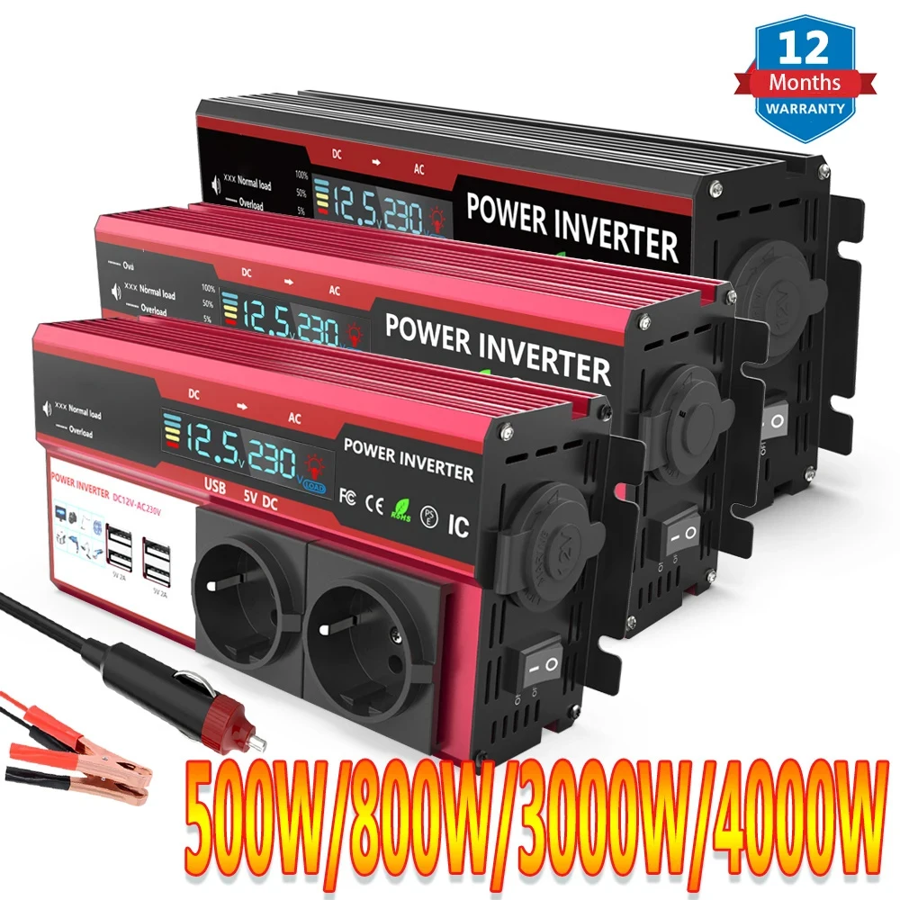 3000W 4000W (MAX POWER)Power Inverter for Car Inverter RV Boat 500W 800W DC 12V 24V To 120V 220V EU US UK Global Socket