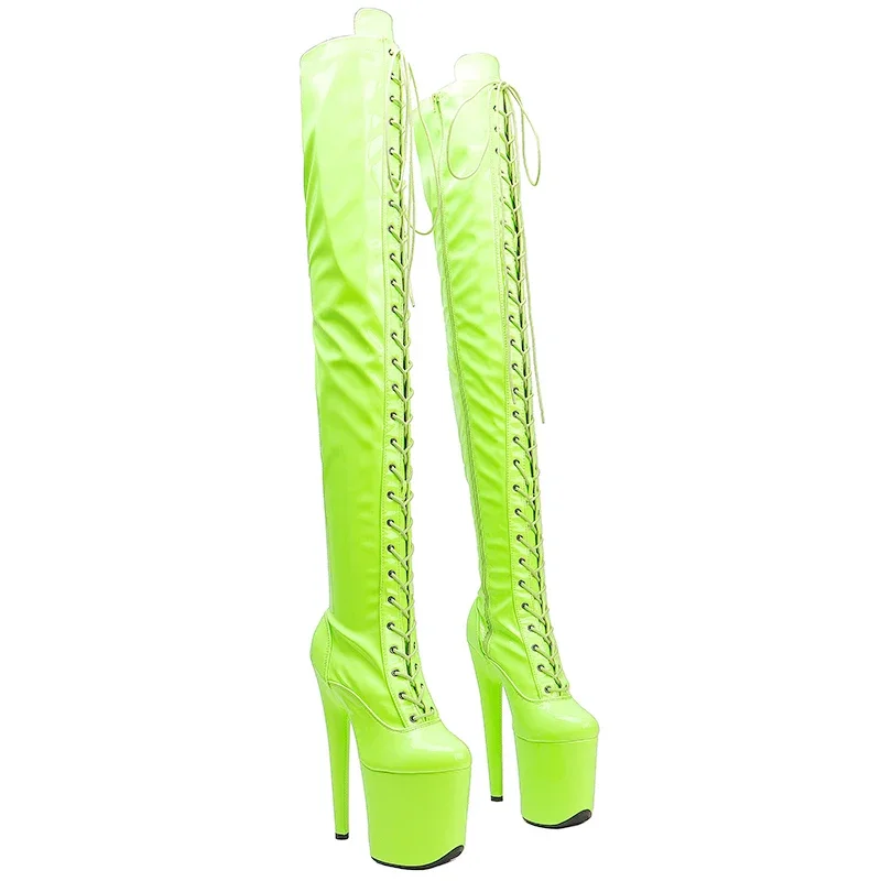 Leecabe-Bottes de brevà Talons Hauts pour Femme, Hauteur Vernie, 20cm, 8 Pouces, à la Mode