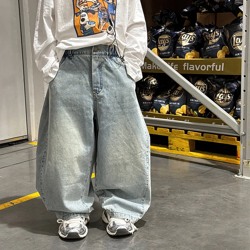 

Baoduo детская одежда брюки для мальчиков весна и осень 2024 Новинка легкие цветные детские джинсы жареные уличные повседневные модные брюки