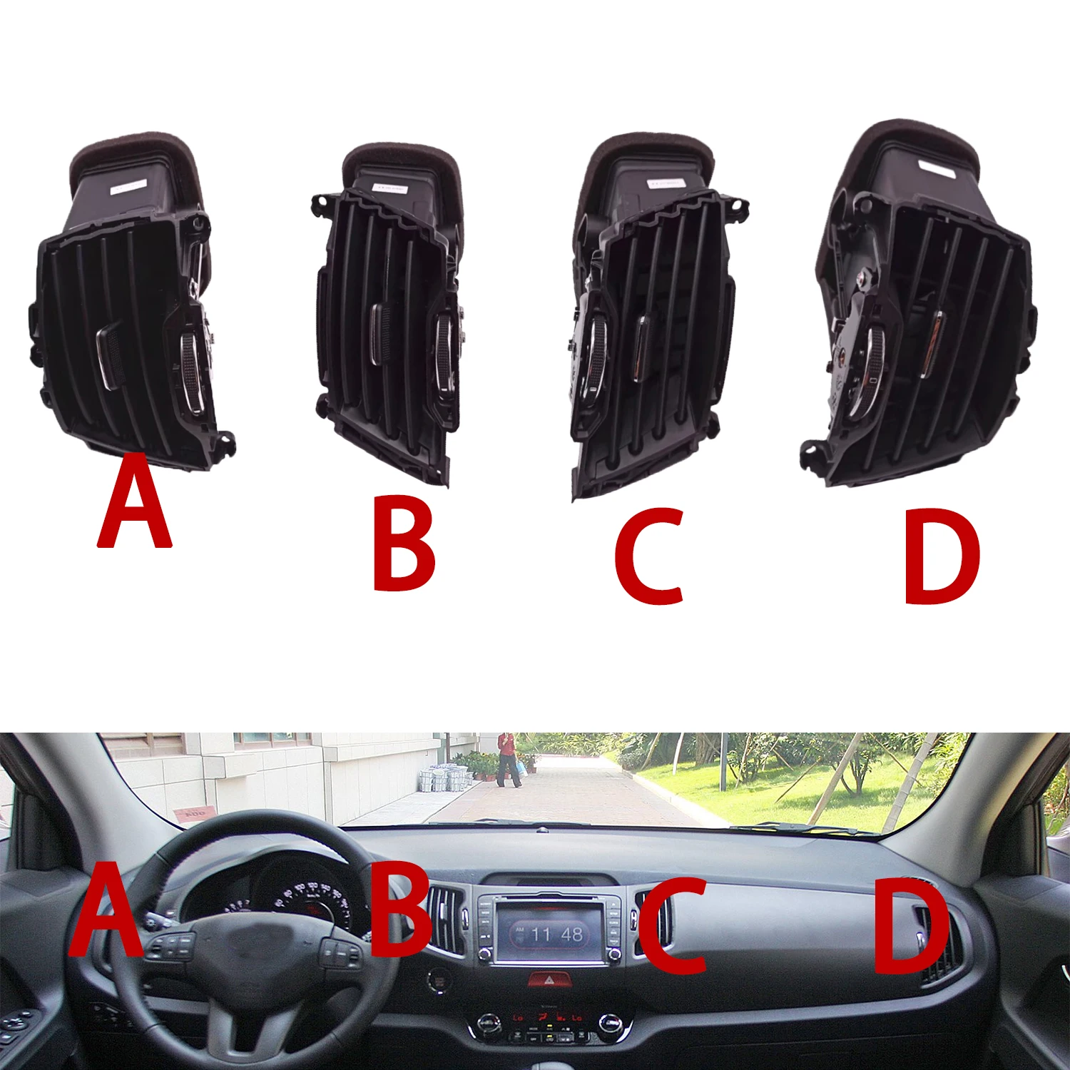 

cheng-For Kia sportage R 2010-2017 94720 4T00 97410 4T000 97490 4T000 97480 4T000 A/C Air Conditioning Vents Air nozzle baffle