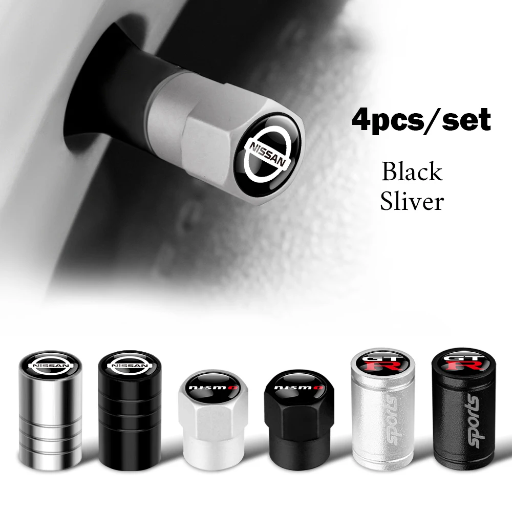 4pcs Car Wheel Tire Valve Stem Caps Cover For Nissan GTR X-trail Qashqai Note Juke Sentra Patrol Navara Nismo Auto Accessories