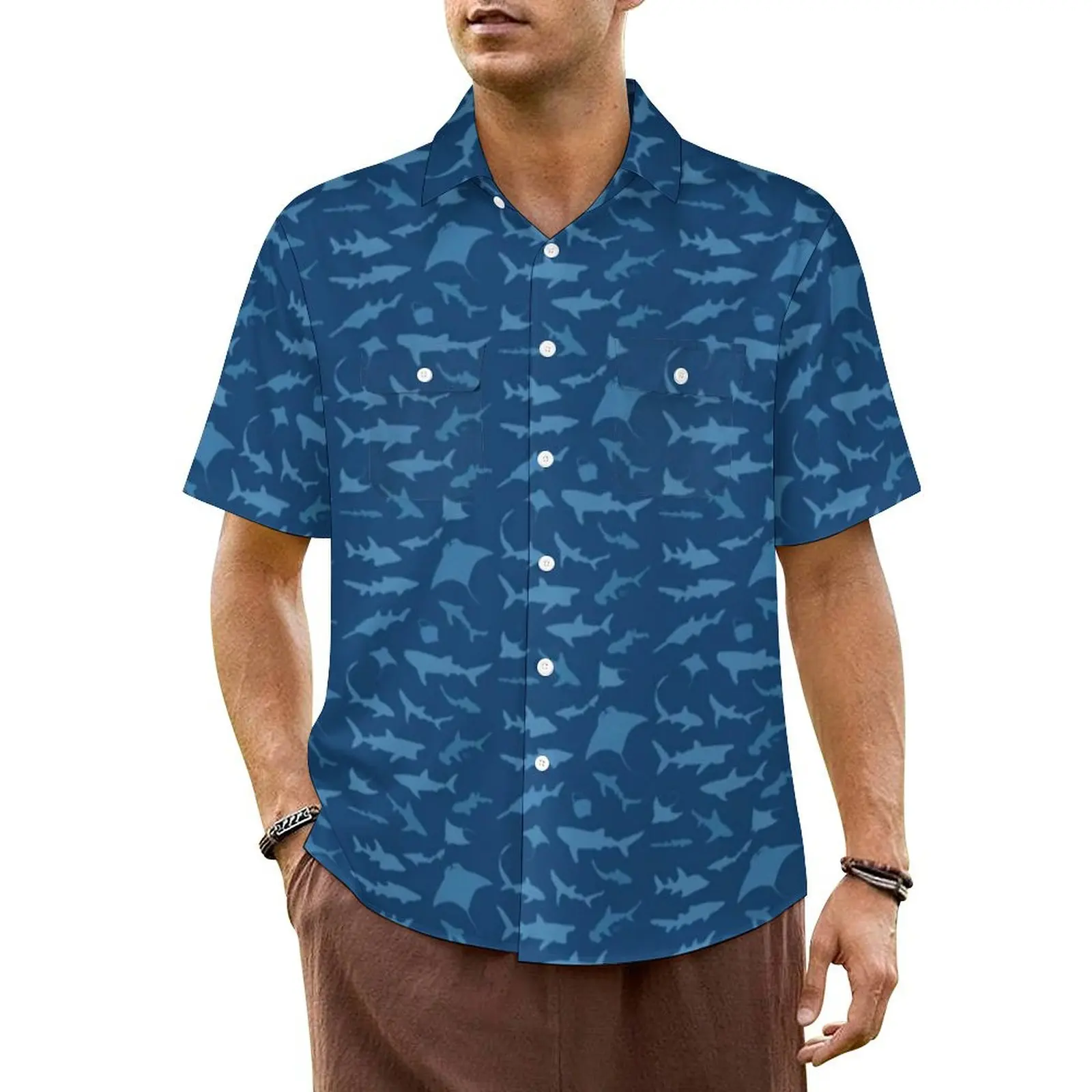 

Types Of Shark Casual Shirt Sharks and Rays Blue Elegant Hawaii Shirts Mens Short Sleeve Beach Breathable Plus Size Blouses