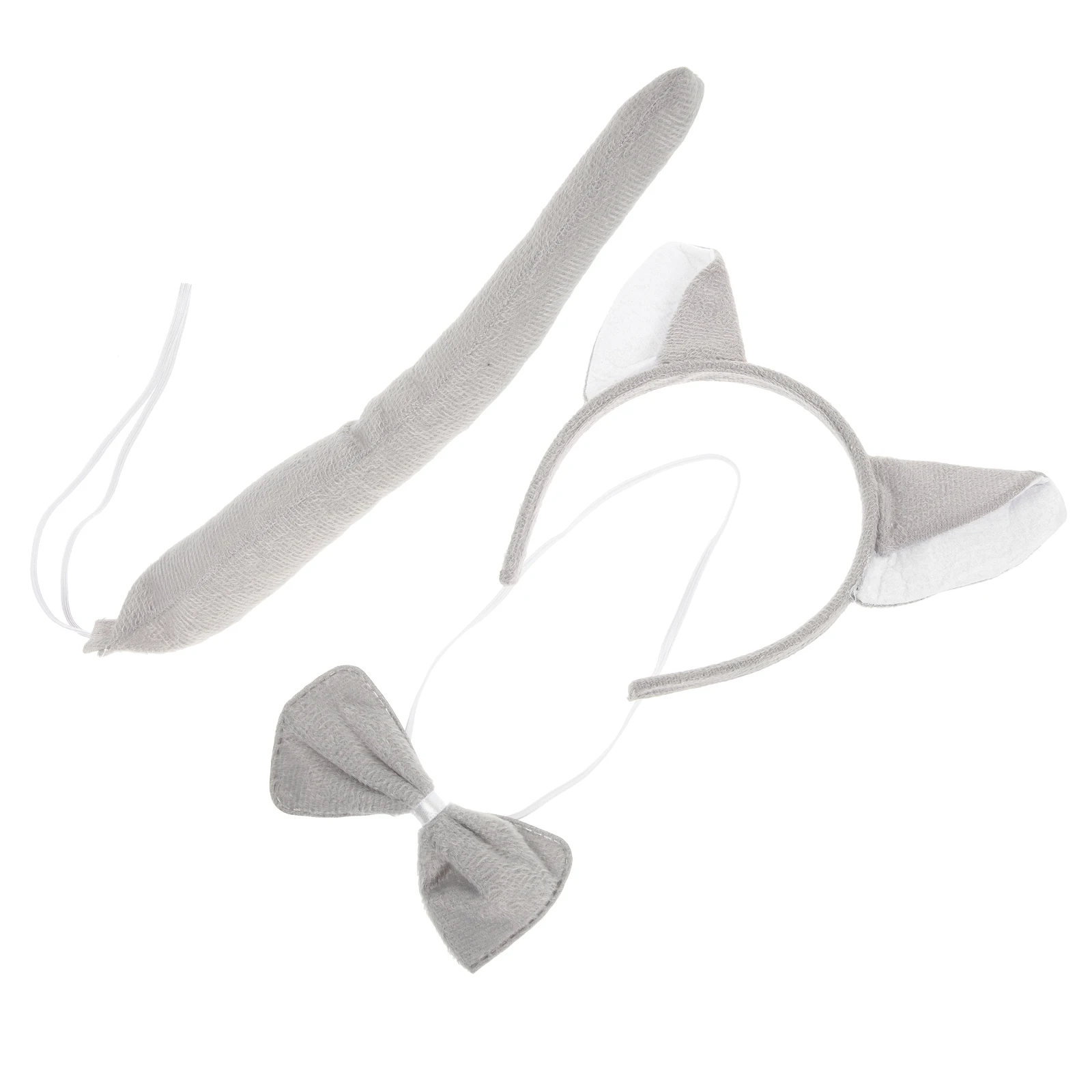 

1 set Wolf Costumes Set Ears Headband Bow Tie Tail Gray Party Halloween Cosplay Props Animal Theme Accessories Safe
