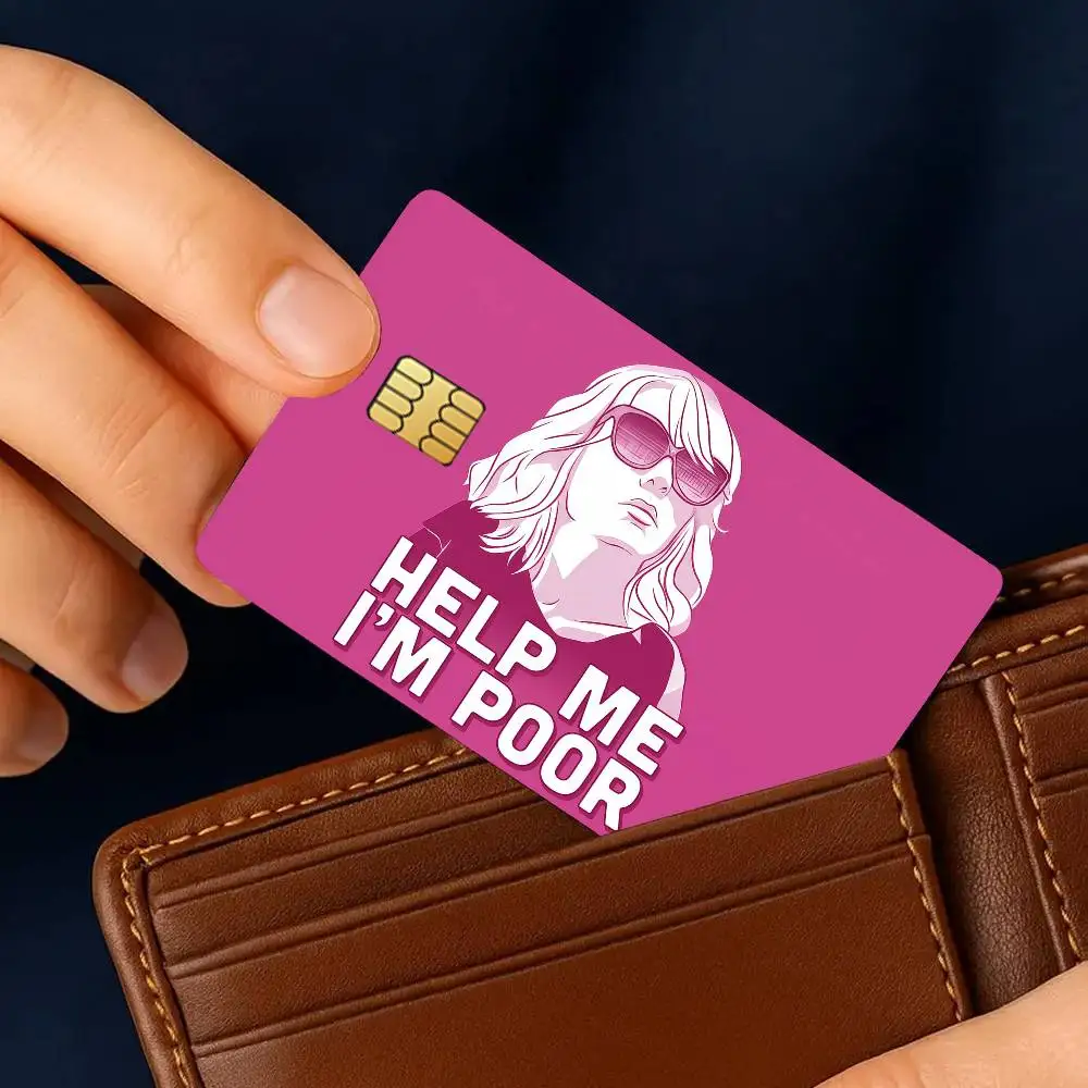 Help Me I'm Poor Movie Meme Credit Card 4PCS Anti-scratch Waterproof Stickers for Bank Debit Decorative Protection Bus Subway