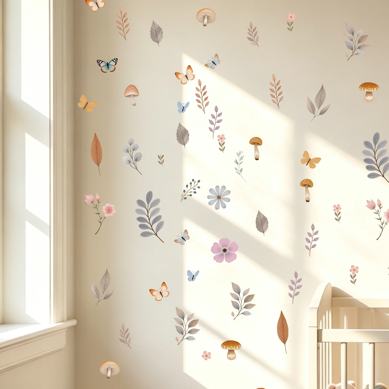 Minimalist botanical and floral specimen wall decals to beautify bedrooms, living rooms, and kitchens.